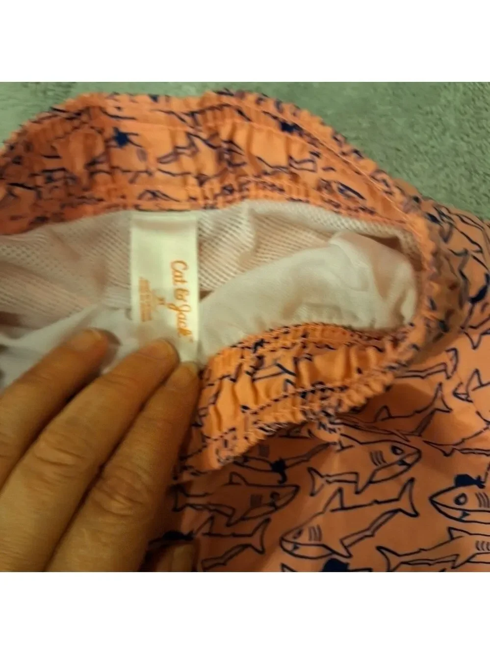 Cat and Jack Boys 2T Shark Swim Shorts Pink Blue